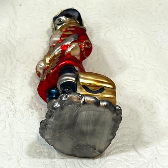 Pirate Buccaneer w/Sword Treasure Chest Glitter Christmas Glass Ornament 2"x5" - Picture 7 of 12